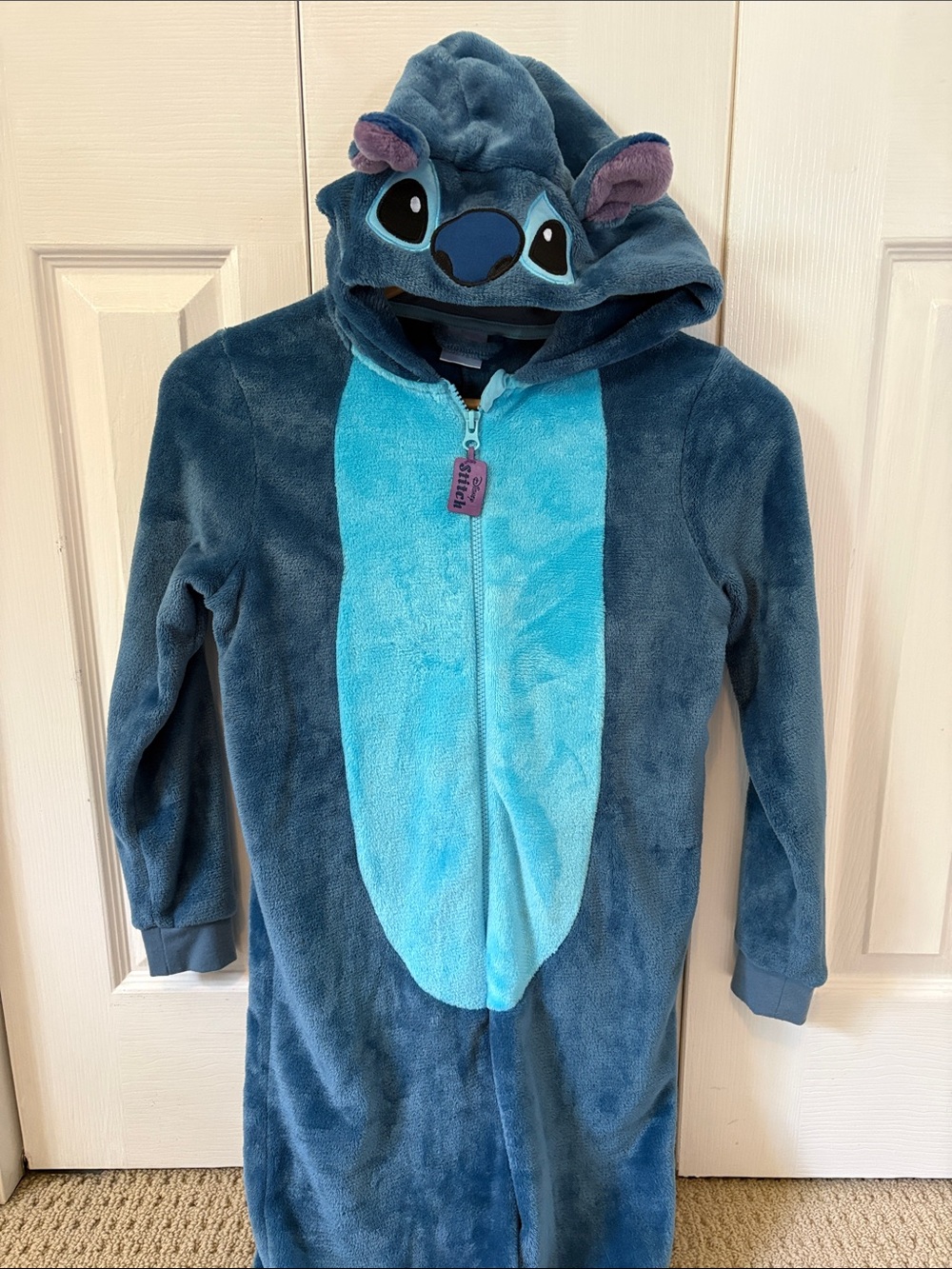 Disney Stitch Plush Hooded Costume Onesie - Dark Blue with Light Blue Accents